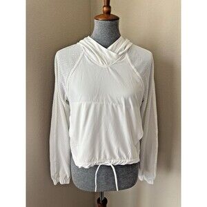 Lululemon Women's Size 6 White Catch A Breeze Cropped Hoodie Pullover